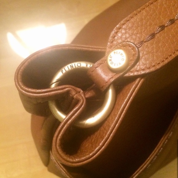 PLINIO VISONA Leather Shoulder Bag, Cognac - Picture 3 of 9